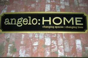 Plywood cut out sign, Angelo Home, Los Angeles