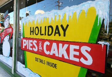 window splash, holiday pies and cakes, Cindy's Eagle Rock